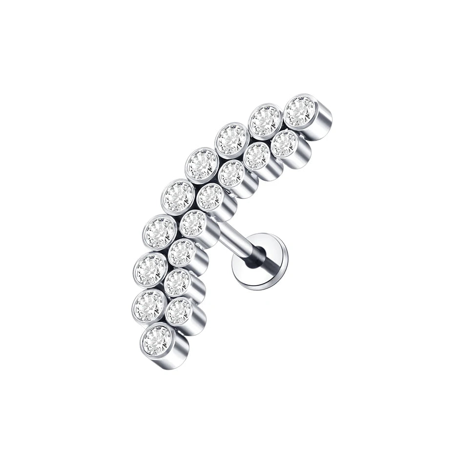 1pcs Titanium Cubic Zirconia Bee Flower Stud Earring Helix Tragus Daith Piercing Hinged Segment Hoop Body Jewelry Viralgem Store