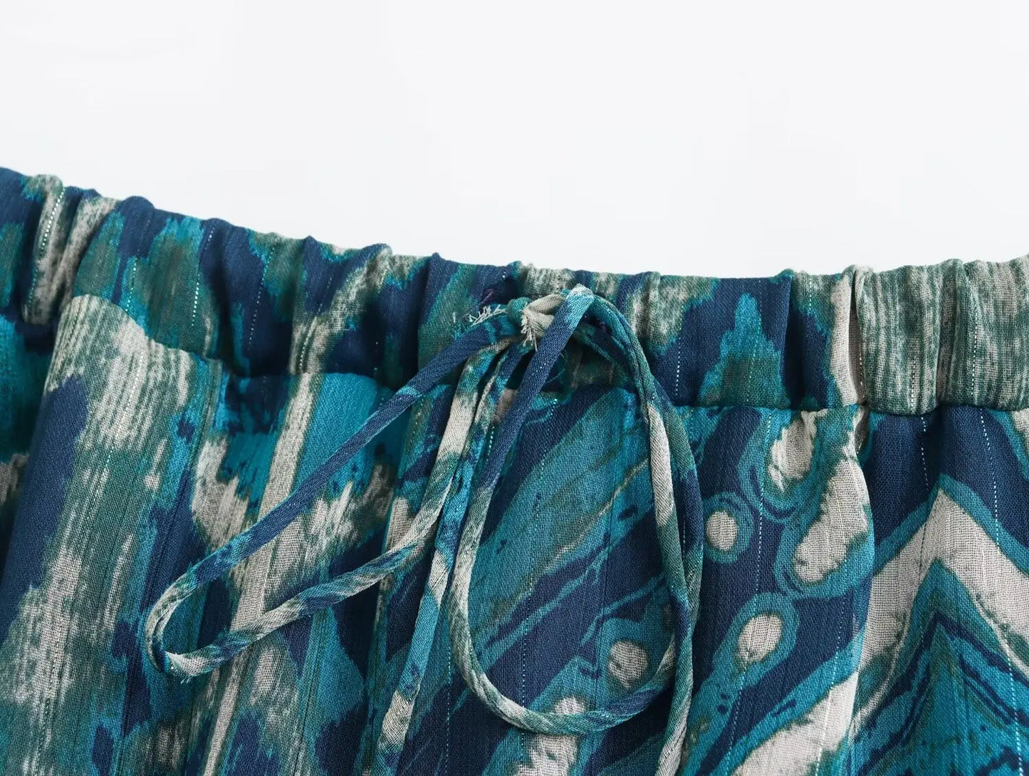 TRAFZA Vintage Casual Chic Print Women Suit O-Neck Single Breasted Blouse Loose Long Straight Skirt Fashion 2024 Boho Set