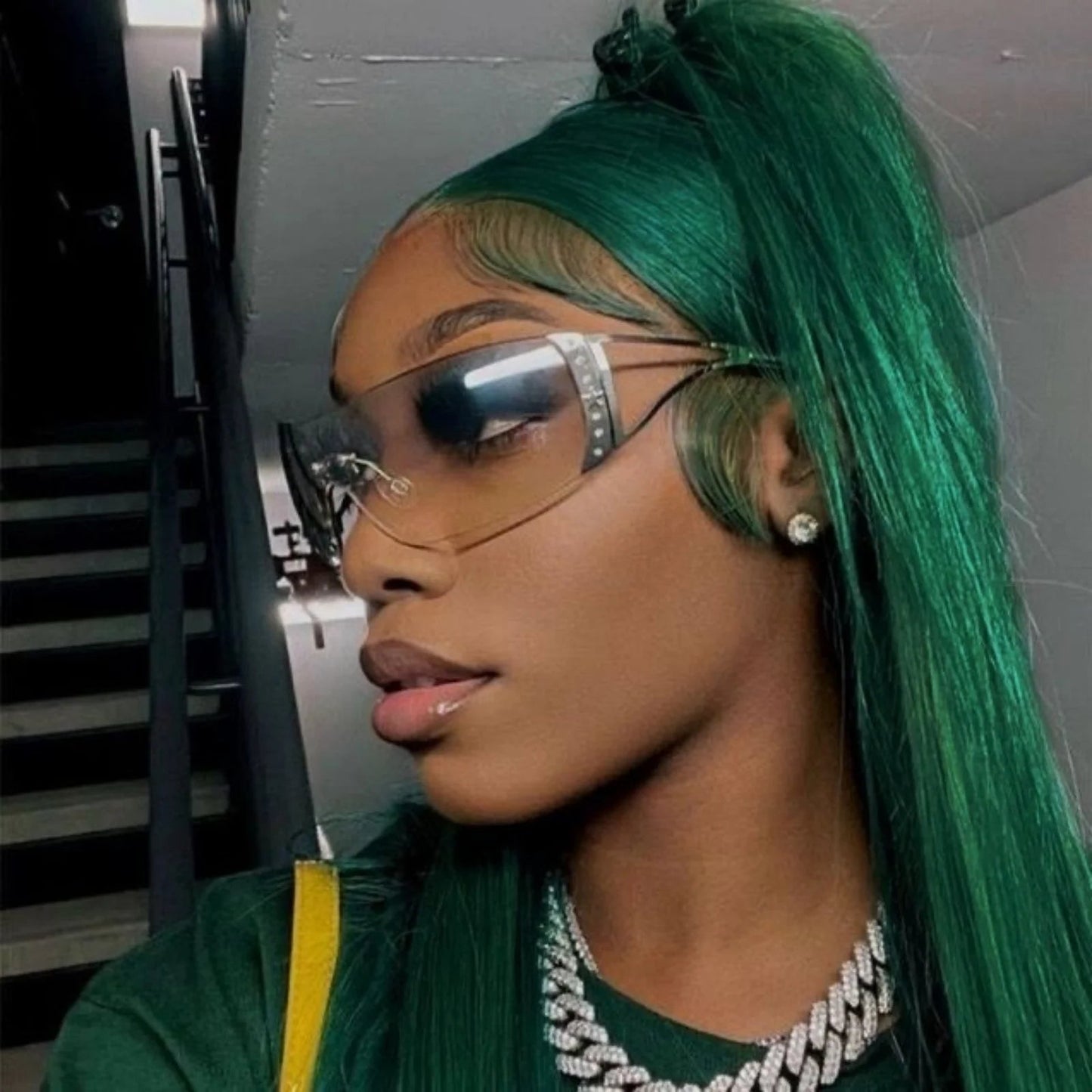 13X4 Dark Green Lace Front Wig Long Straight Synthetic Wig Long Green Colored Hair Lace Frontal Wigs for Women Heat Fiber Viralgem Store