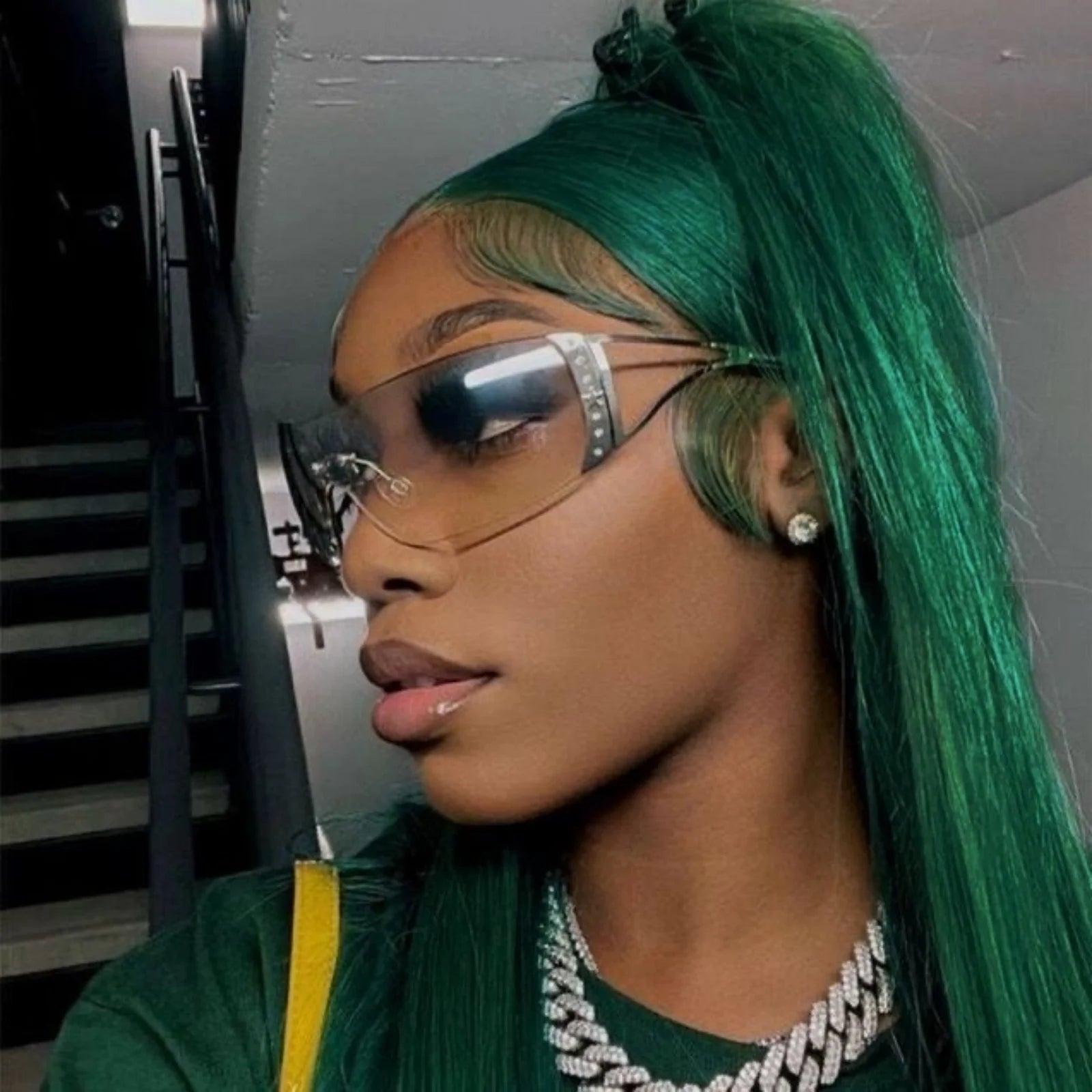 13X4 Dark Green Lace Front Wig Long Straight Synthetic Wig Long Green Colored Hair Lace Frontal Wigs for Women Heat Fiber Viralgem Store