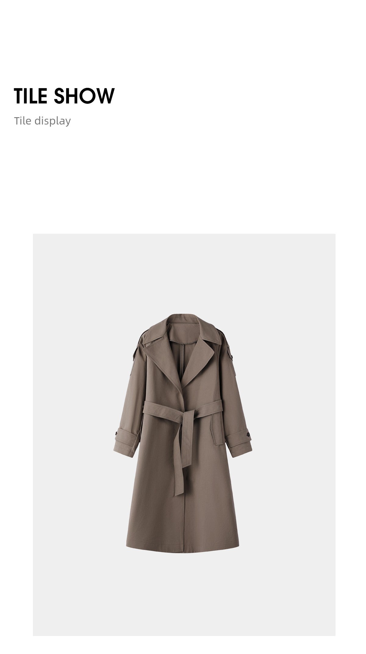 Women's Spring Clothing Fashion Gray Coffee Color Loose Shoulder Ins Style Minimalist Casual Very Wide Long Trench Coat