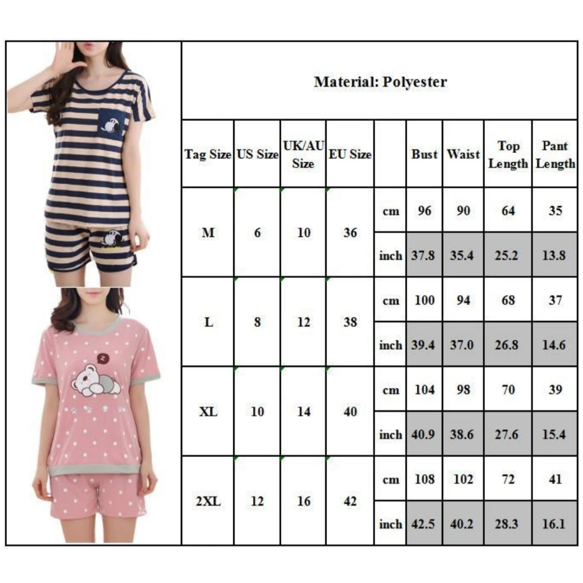 2 Pieces Set Summer Pyjamas Women's Cute Cartoon Nightwear Ladies Sleepwear Suit Short Sleeved Oversized Round Neck Sleepwear Viralgem Store