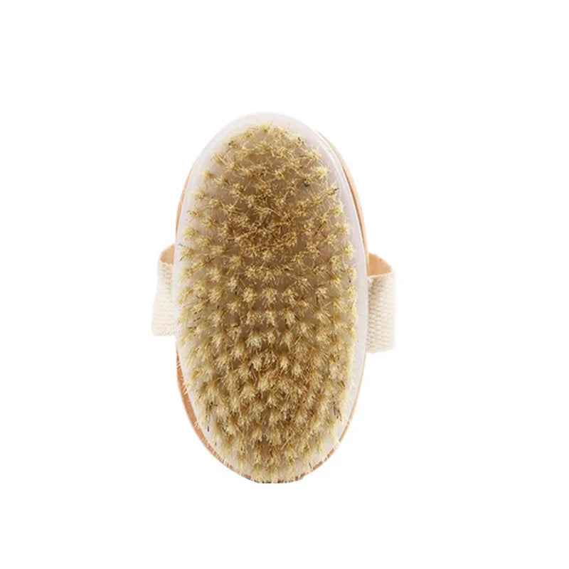 Wet Dry Skin Body Brush Natural Pig Bristles Dry Skin Exfoliating Body Massage Cleaning SPA Tool For Cellulite Lymphatic Drainag Viralgem Store