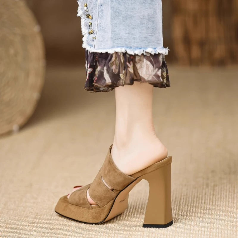 Women  High Heels Sandals Summer New Black Hook Heels Party Shoes Woman Fashion Buckle Strap Platform Sandals