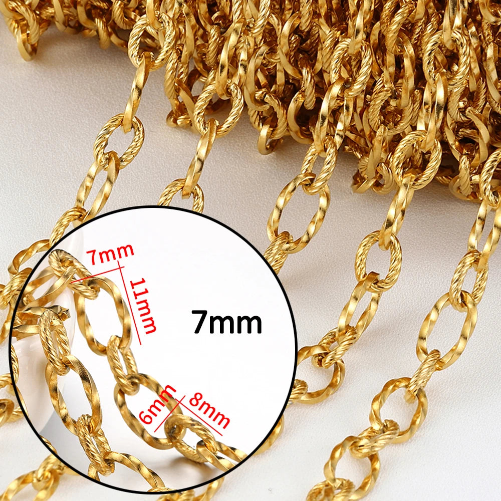 1M Stainless Steel Big Oval Cross Small Circle Link Chains Heavy Chunky Punk Chain DIY Jewelry Making Supplies Necklace Bracelet Viralgem Store
