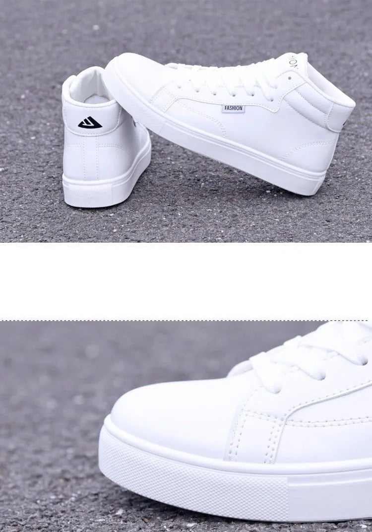 White Sneaker Faux Leather Boots Men's Winter Warm Boot Shoes Man High Top Sneaker Tenis Masculino Travelling Boots Waterproof