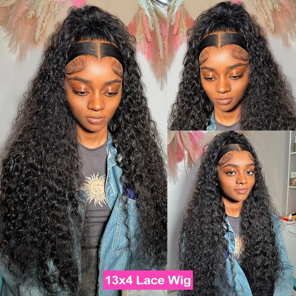 13x4 HD Lace Frontal Wig Deep Wave Frontal Wig 100% Brazilian Curly Human Hair Wigs 4x4 Transparent Lace Front Wig Pre Plucked Viralgem Store