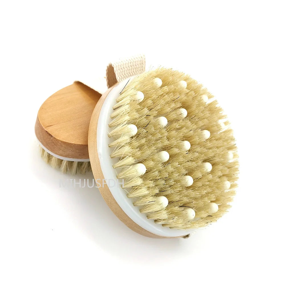 2 In 1 Dry Skin Body Massage Brush Natural Bristle Dead Skin Remover Anti Cellulite Exfoliates Blood Circulation Massage Tools Viralgem Store