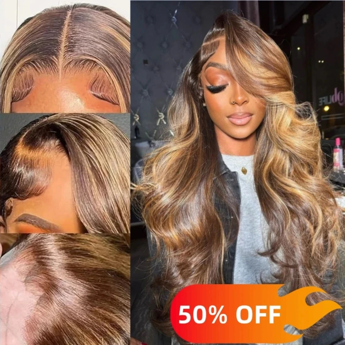 13×4 13x6 Highlight Lace Frontal Wig Body Wave Ombre Colored Honey Blonde Lace Front Human Hair Wigs For Women Pre Plucked
