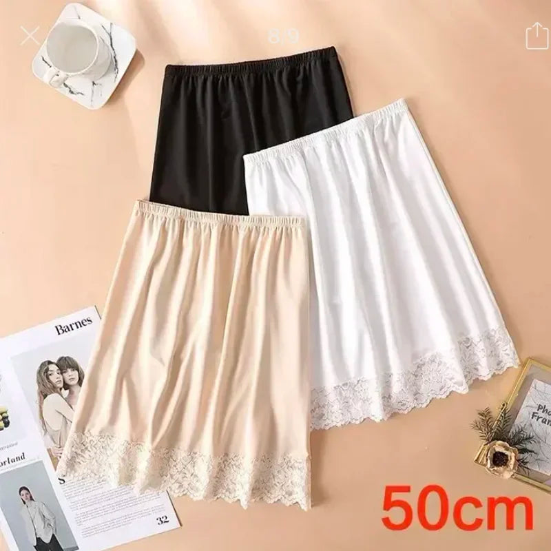 3 Lengths Underskirt Half Slips Dress For Women Summer Thin Ice Silk High Waist Elastic Anti-Penetrating Underskirt Lining Viralgem Store