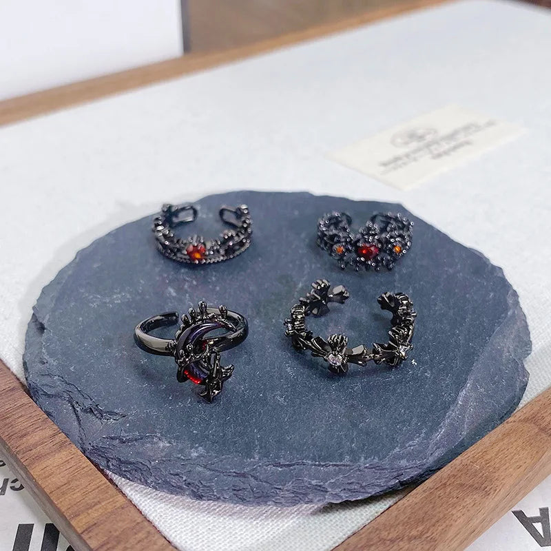 2025 Dark Gothic Irregular Zircon Adjustable Unisex Ring