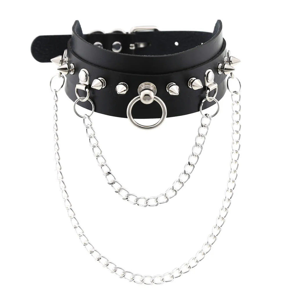 1Pc  Harajuku Cosplay Rivet Punk Rock Gothi Women Collar Sexy PU Leather Heart Cross Spike Hip Hop Bondage Choker Jewelry Bulk Viralgem Store
