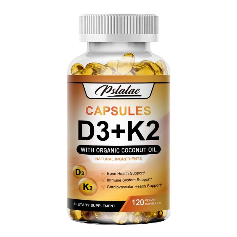 Vitamin D3 + K2 - Help Regulate Calcium Metabolism, Promote Bone, Teeth and Skin Health, Support Immunity - 120 Capsules Viralgem Store