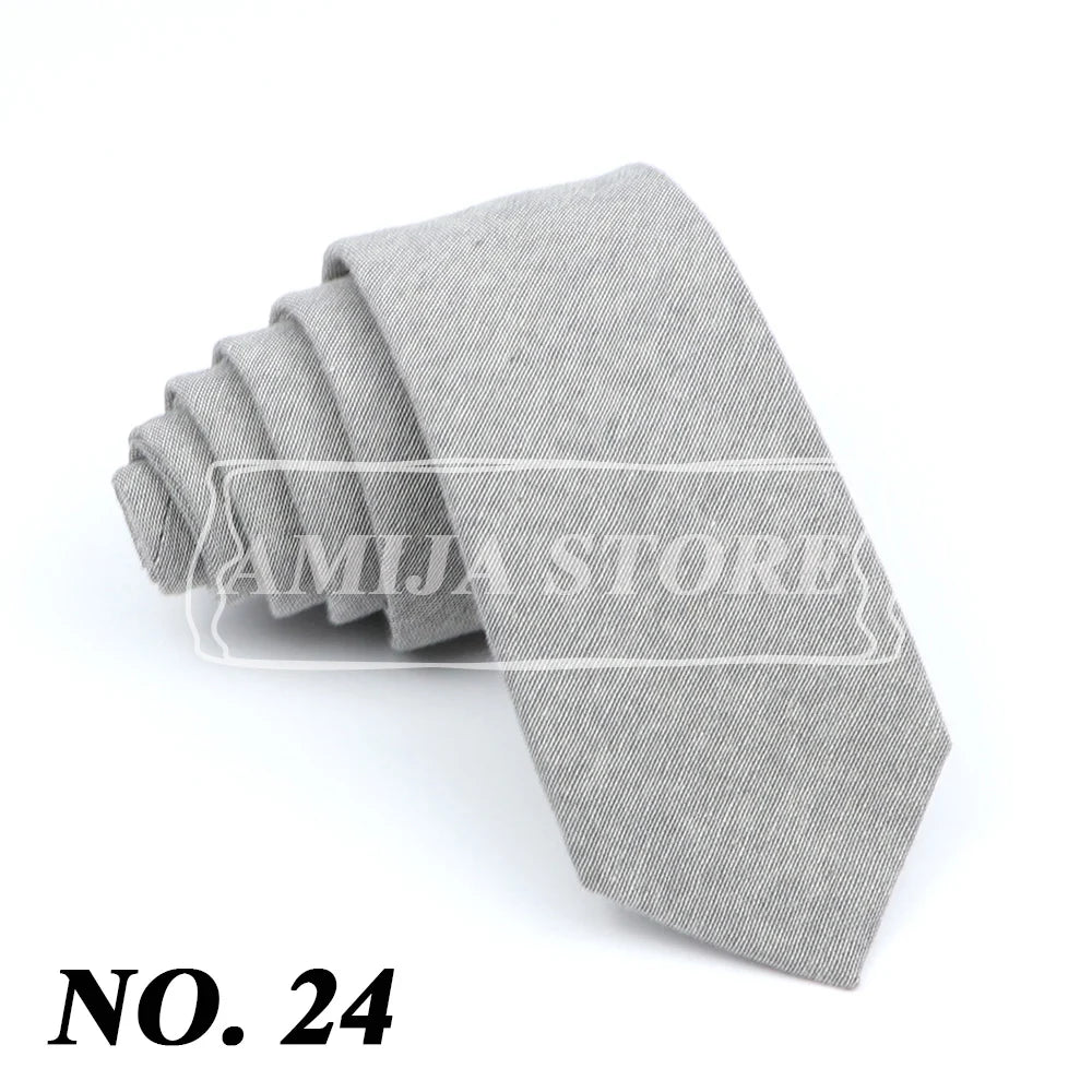 Wed Cotton Tie Solid Color Necktie For Man Woman Blue Pink Yellow Skinny Slim Ties Fashion Wedding Party Gifts Men Accessories