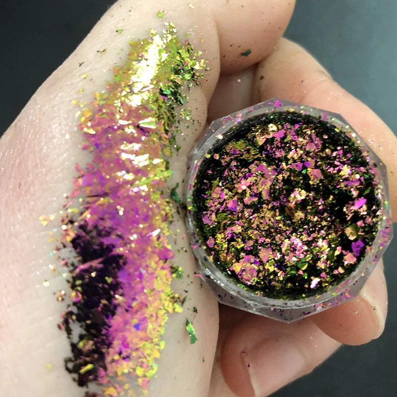 1jar Chrome Chameleon Aurora Nail Powder Metallic Effect Nail Glitter Pigment Mirror Nail Rubbing Dust Gel Nail Polish Supplies