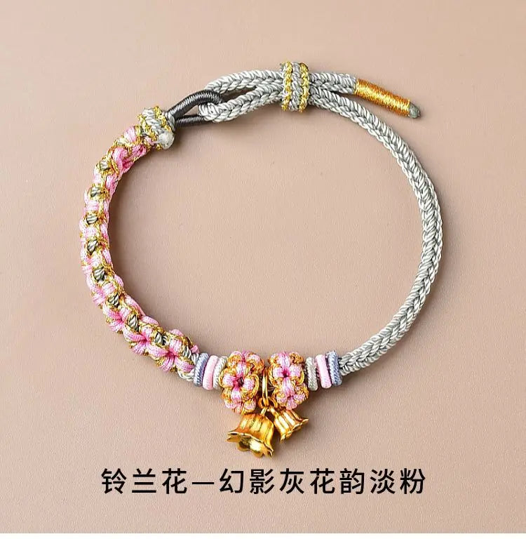 Suzuki Orchid Hand Rope Couple Bracelet Handmade Braided Small Peach Blossom Semi-finished Product String Beads for Girlfriend Viralgem Store