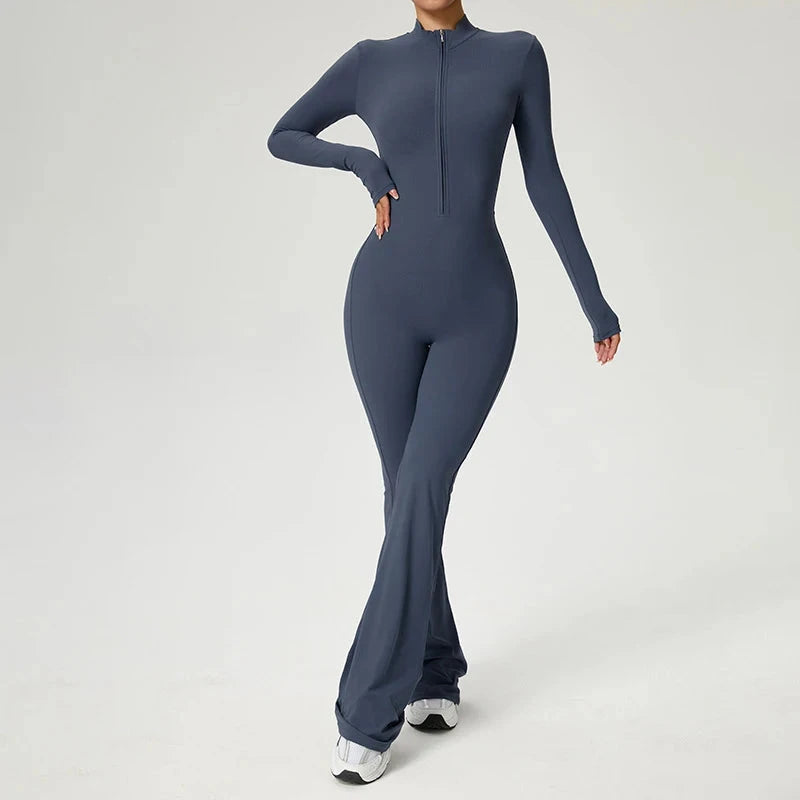 TRY TO BN Sports Yoga Jumpsuit Long Sleeves Zipper High Strength Sportswear Fitness Workout Bodysuit One Piece Gym Woman Clothes Viralgem Store