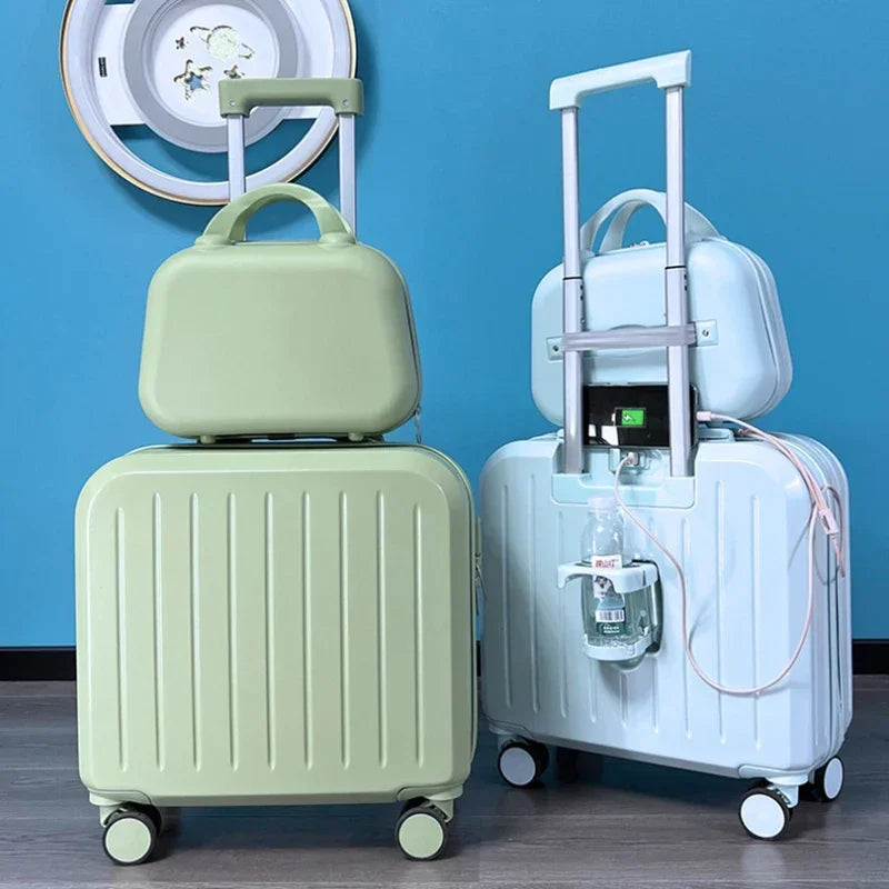 18/20 Inch Suitcase Boarding Multifunctional Travel Suitcase Student Password Trolley Case Rolling Luggage Bag with Cup Holder Viralgem Store