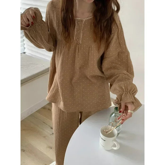 Women's New Pajamas Homewear Suit Spring and Fall Korean Version of the Long-Sleeved Long Pants Thin Section Loose Homewear Suit Viralgem Store