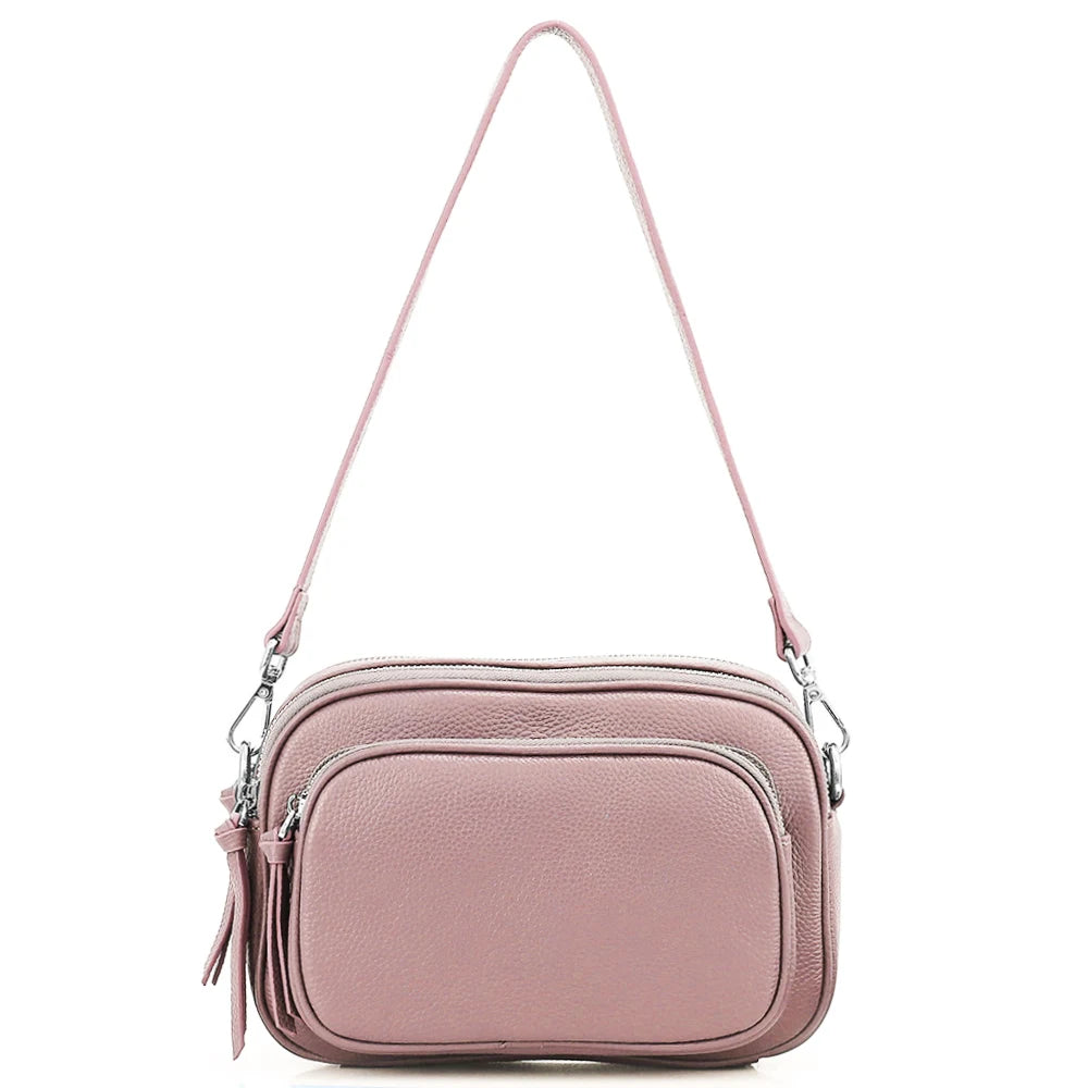 Zency Designer Women Shoulder Bag Genuine Cowhide Leather Handbag Zipper Pockets Large Capacity Female Crossbody Bag White Viralgem Store