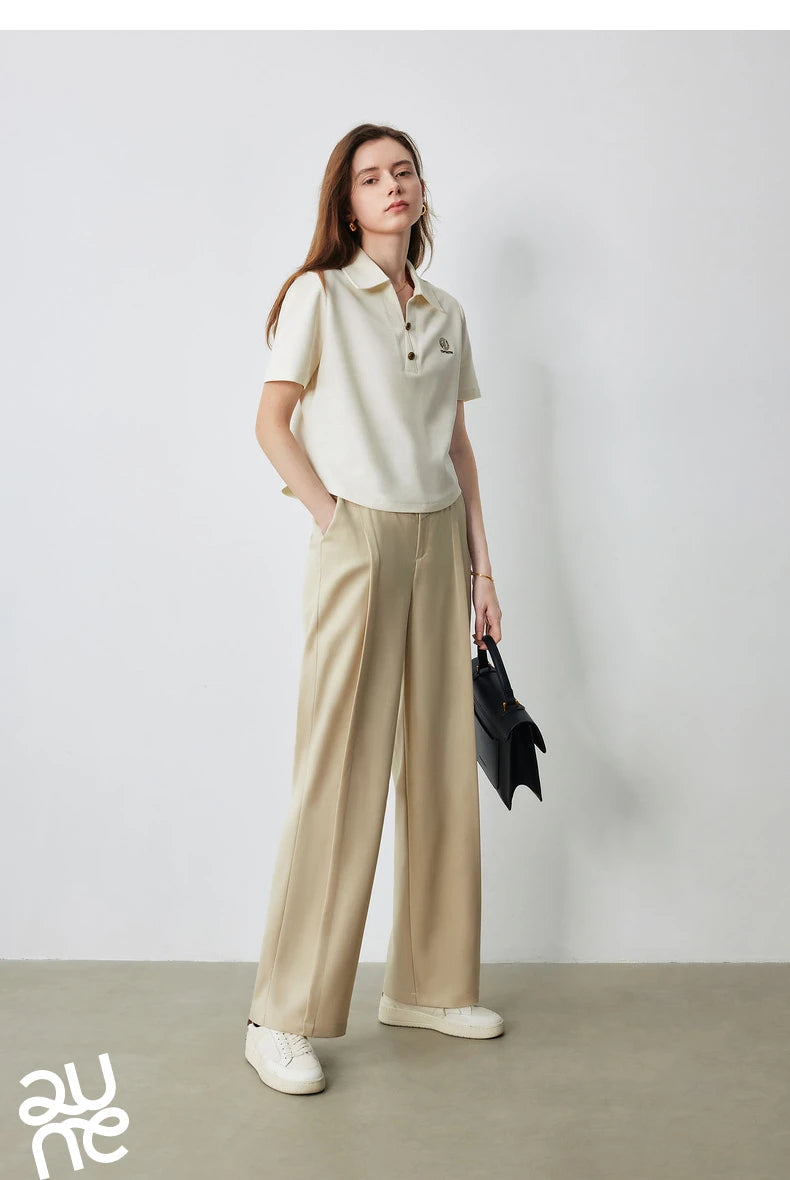 TOYOUTH Women Letter T-shirt 2024 Summer New POLO Collar Top Viralgem Store