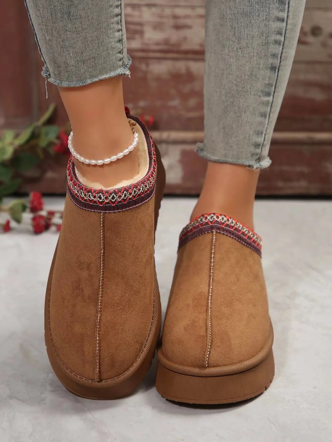 2024 New Women's Wool Slippers Warm Platform Wool Slipperswomen Slippers   Women  Sheepskin Slippers Women Shoes
