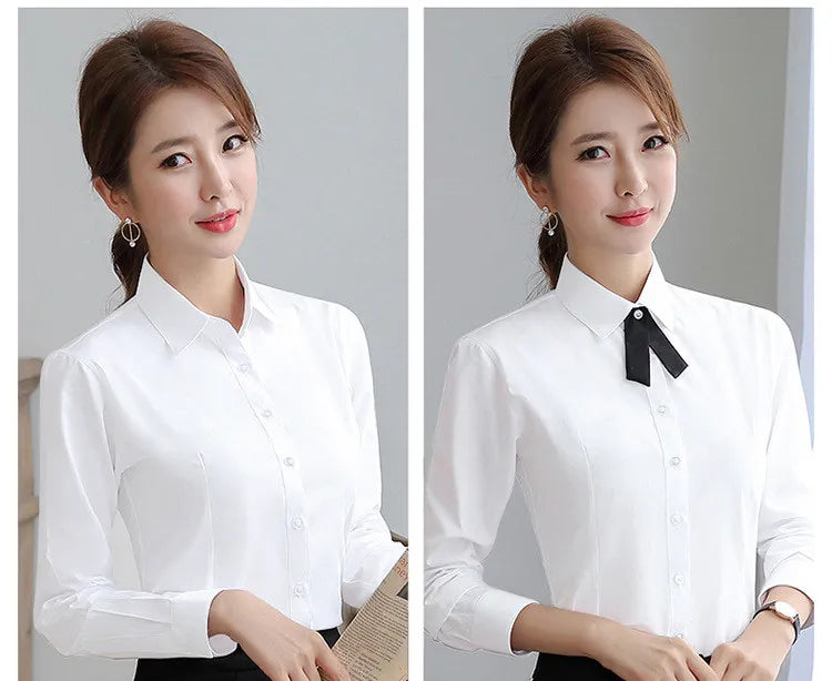 White Shirt Woman 6XL Plus Size Blouse Office Lady Pink Shirt Long Sleeve Women Shirts and Blouss Korean Fashion New Ladies Tops