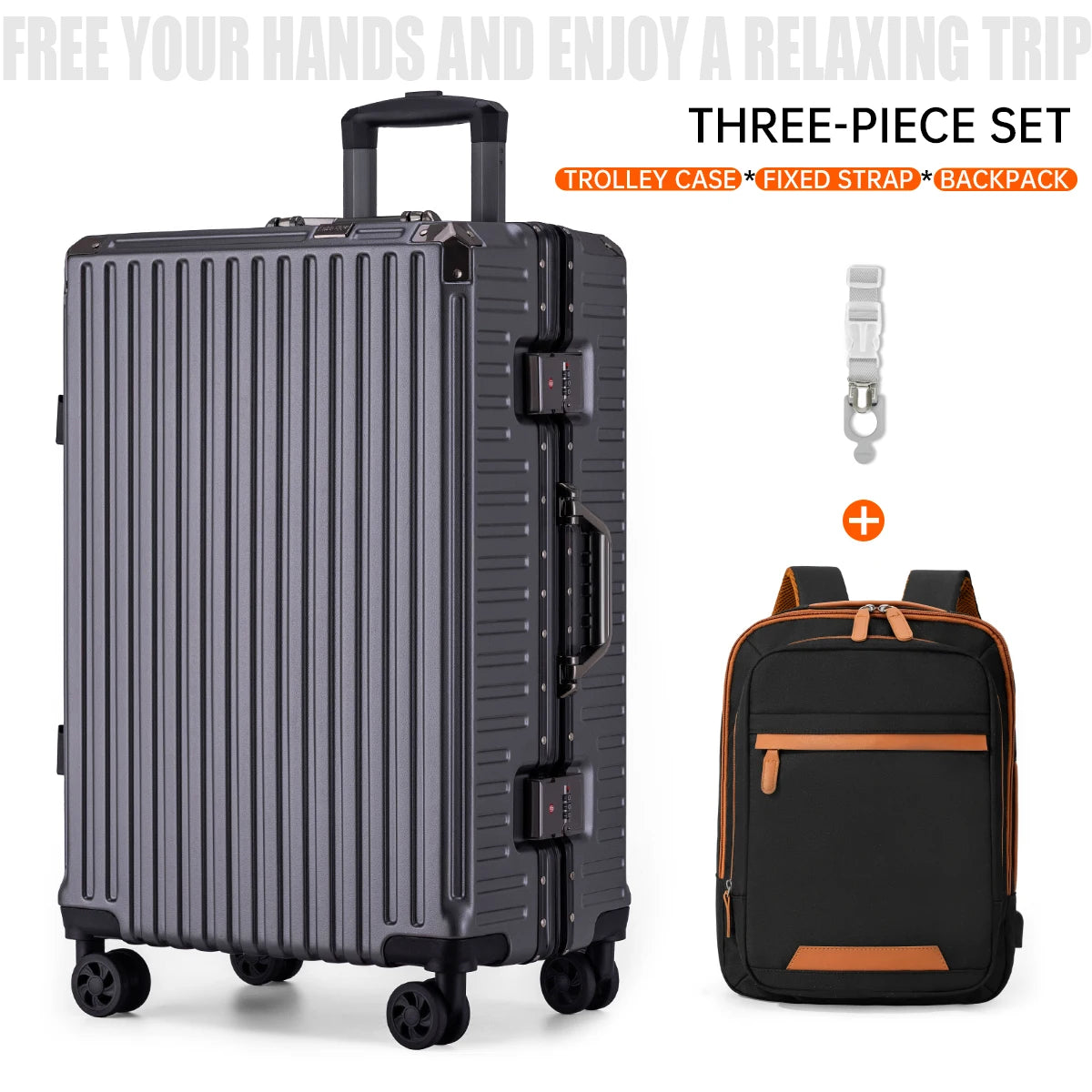 Trolley Luggage 20 24 26 28 Inch Aluminum Frame Rolling Luggage Case USB Travel Suitcase on Wheels Combination Lock Carry-On Luggage Viralgem Store