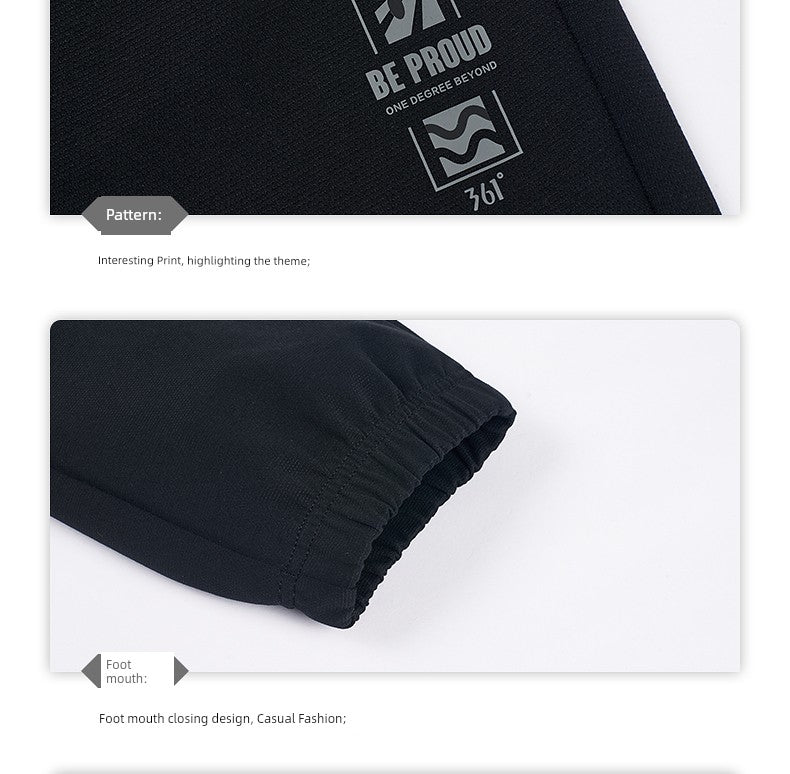 361 Degrees Men's Sports Pants 2024 Spring Fashion Trend Knitting Pants 361 Men Men's Regular Plaid Pants