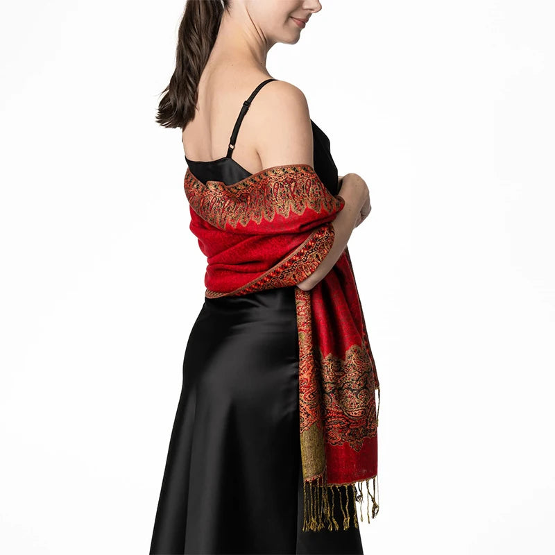 Tassel Blanket Design Thick Pashmina New Winter Warm Shawl Wrap Cashmere Scarf Women Neckerchief Poncho Stoles 2024