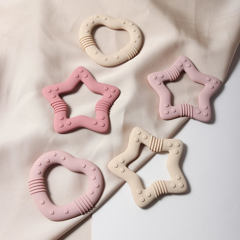 2024 new star silicone teether Food Grade heart baby Teething toy