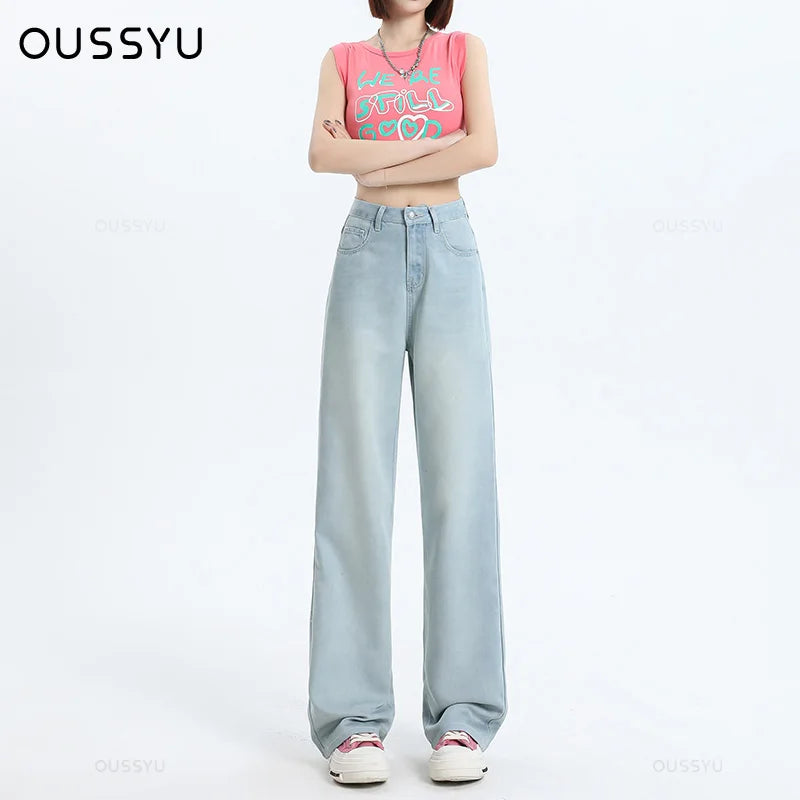 Summer High Quality Soft Lyocell Fabric Woman Jeans Thin Loose Straight High Waisted Pant Fashion Comfort Blue Casual Trousers Viralgem Store