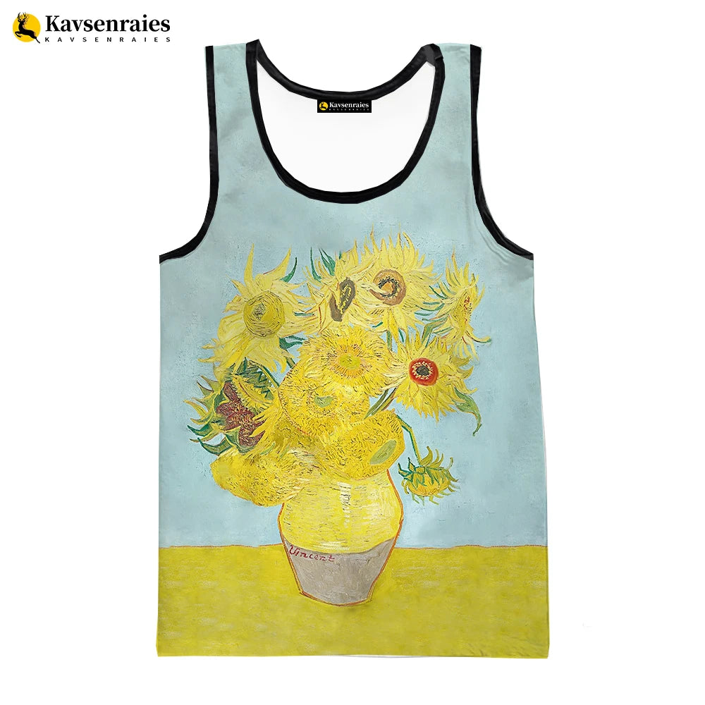 Van Gogh Oil Painting 3D Printed Tank Tops Men Summer Vest Women Casual Sleeveless Shirts Hip Hop Streetwear Oversized Tops