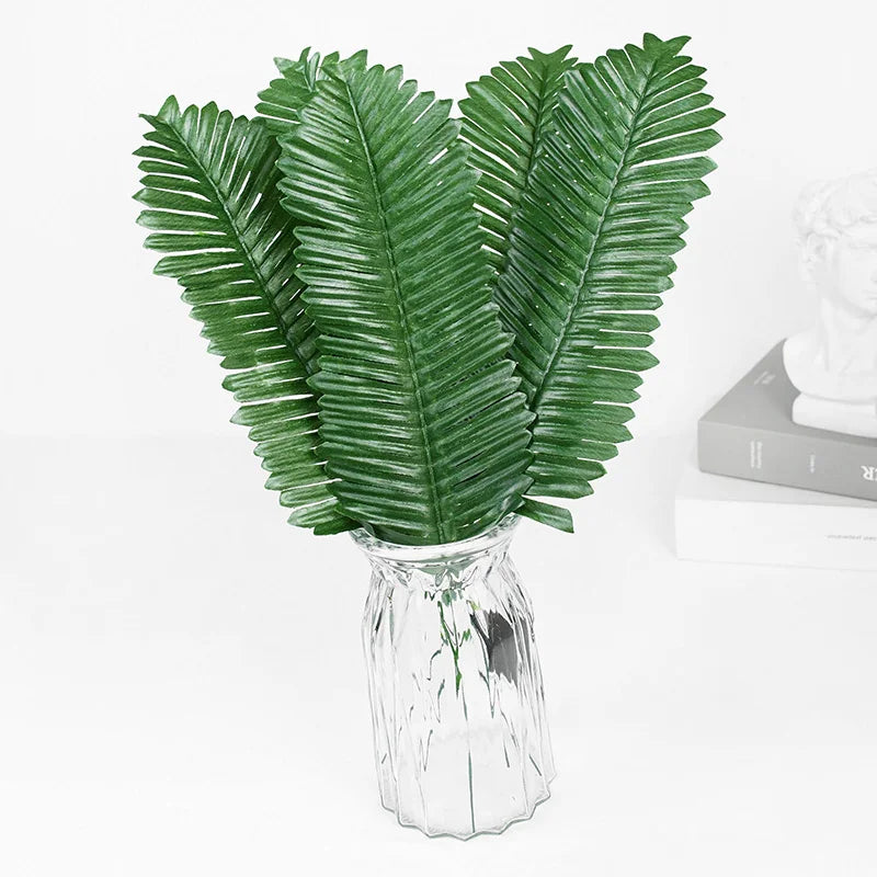 10/20pcs Artificial Green Palm Leaves Tropical Monstera Silk Turtle Leaves for Hawaiian Luau Beach Wedding Party Home Decoration