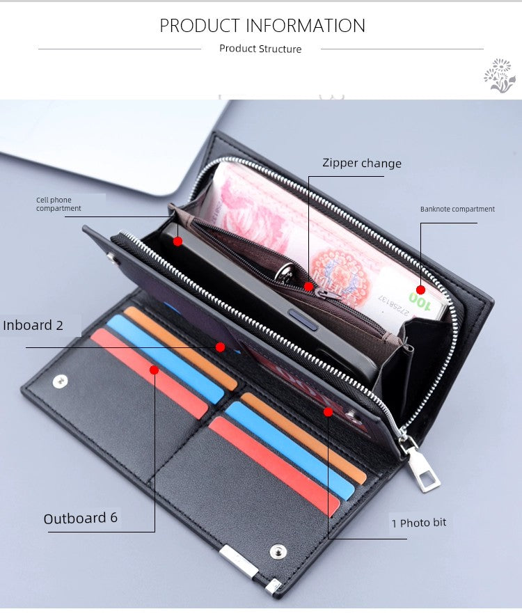 Trendy Long Business Men's Casual Zipper Handbag