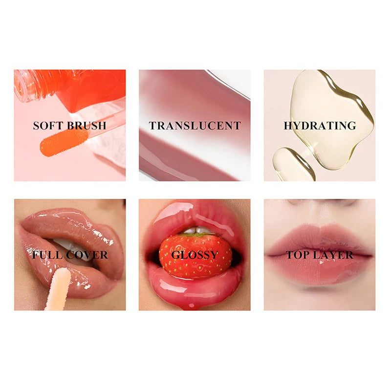 2PCS Fruit Lip Balm Oil Moistens Jelly Lip Gloss Honey Juice Lip Gloss Transparent Glass Lip Gloss Lip Protection Essence