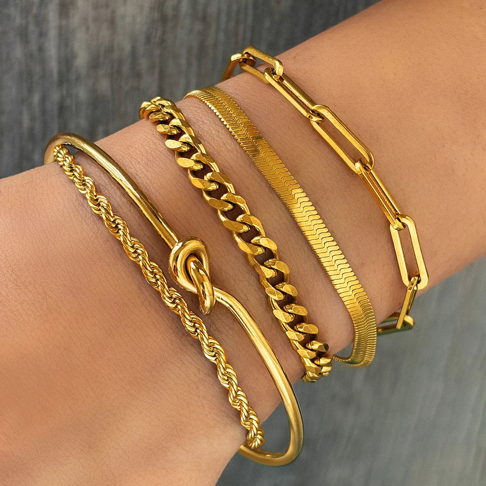 Stainless Steel Bracelet Set Classic Fashion Five Bracelet Set Exquisite Bracelet For Women Jewelry Banquet Gift Recommendation Viralgem Store