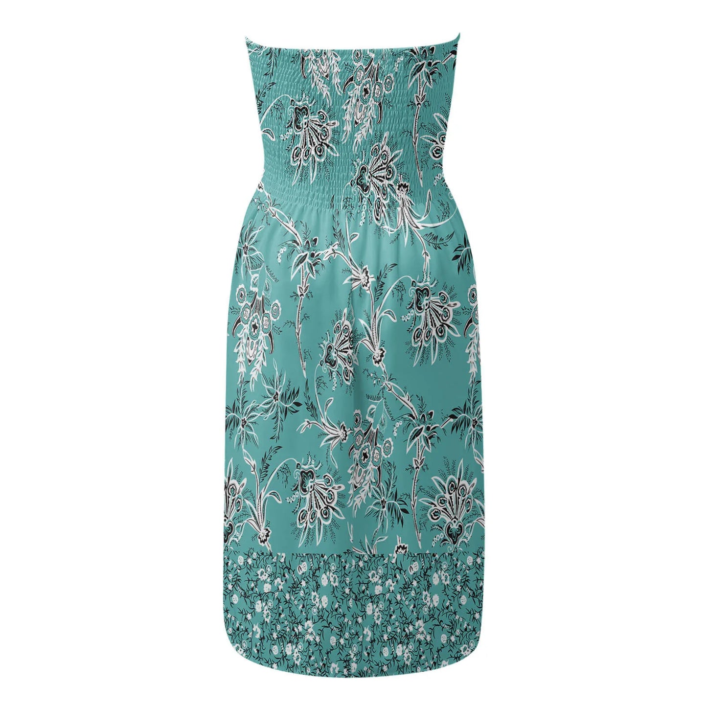 Summer Women Vintage Off Shoulder Floral Strapless Sleeveless Chest Wrap Dress Bohemian Beach Boho Sundress Party Dress Vestidos