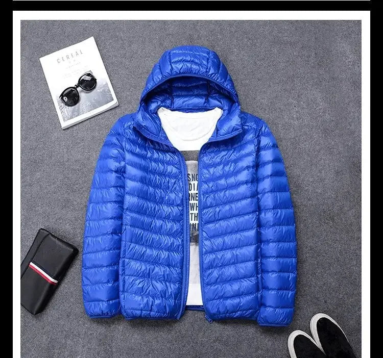 2024 New High-grade Men's White Duck Down Light Down Jacket Men's Short Hooded Men's Autumn Winter Lightweight Coat Men Jacket