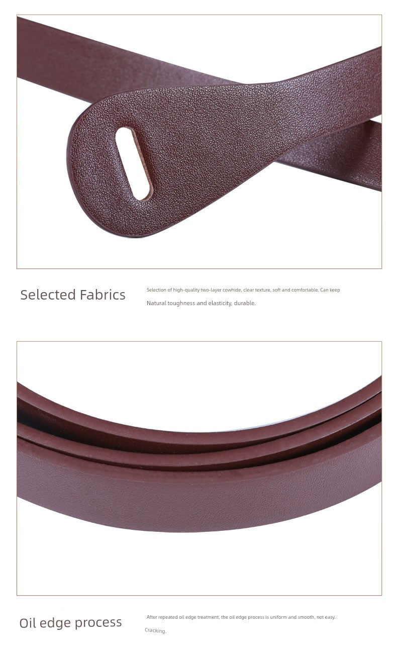 Women's Woolen Sweater Accessories Leather Coffee Color Lengthened Belt