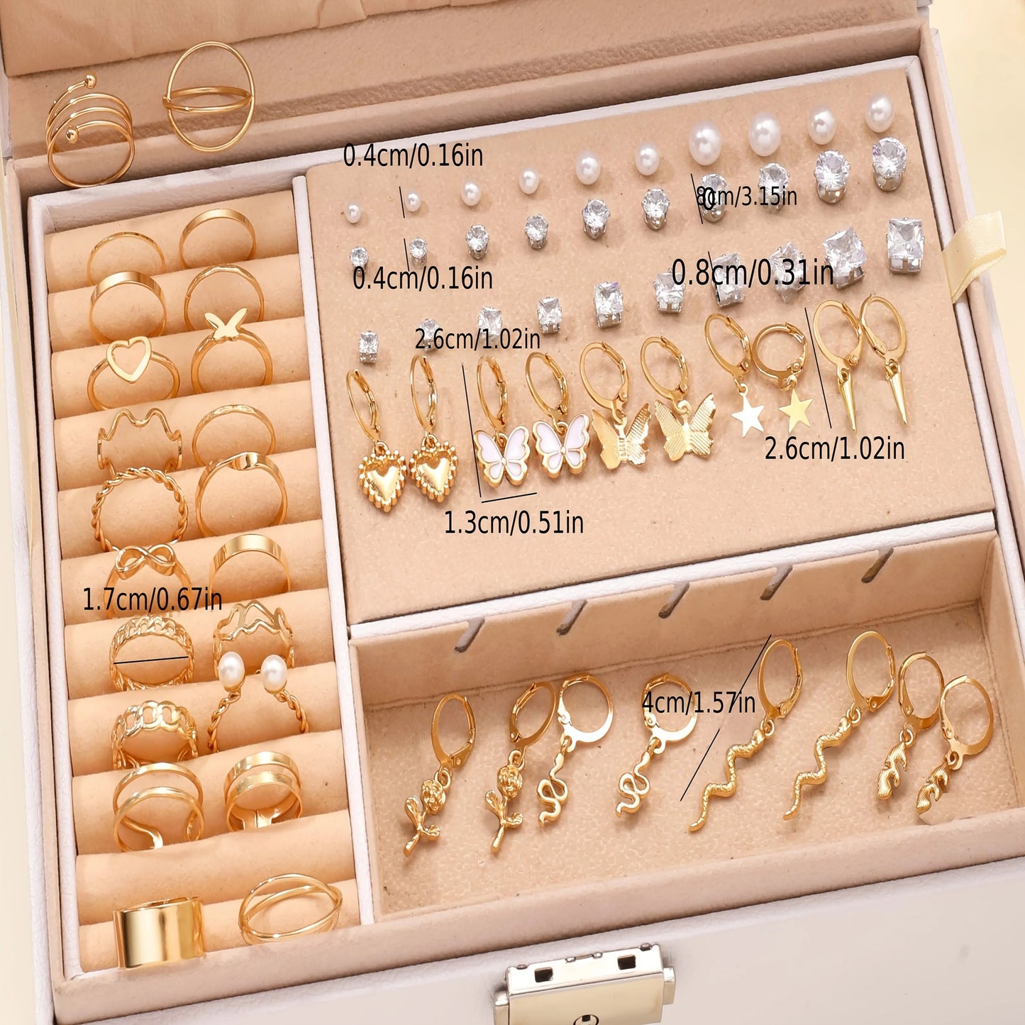 70Pcs Fashion Earrings Ring Jewelry Set Including Heart-shaped Snake Shape Butterfly Infinite Symbol Women's Daily Party Jewelry Viralgem Store