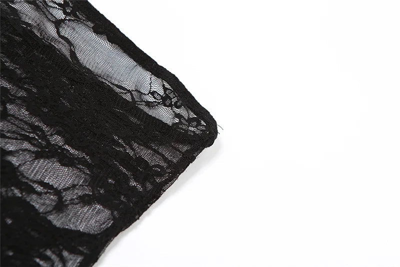 Women 3 Piece Sets Trim Sheer Lace  Solid Strapless Tupe Top Hot Skinny Pantyhose Pants Baddie Club Outfit Lingerie Suit Viralgem Store