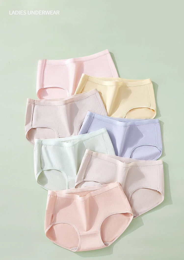 7Pcs Cotton Women's Panties Breathable Underwear Seamless Girls Briefs Solid Panty Soft Underpants Sexy Low-Rise Female Lingerie