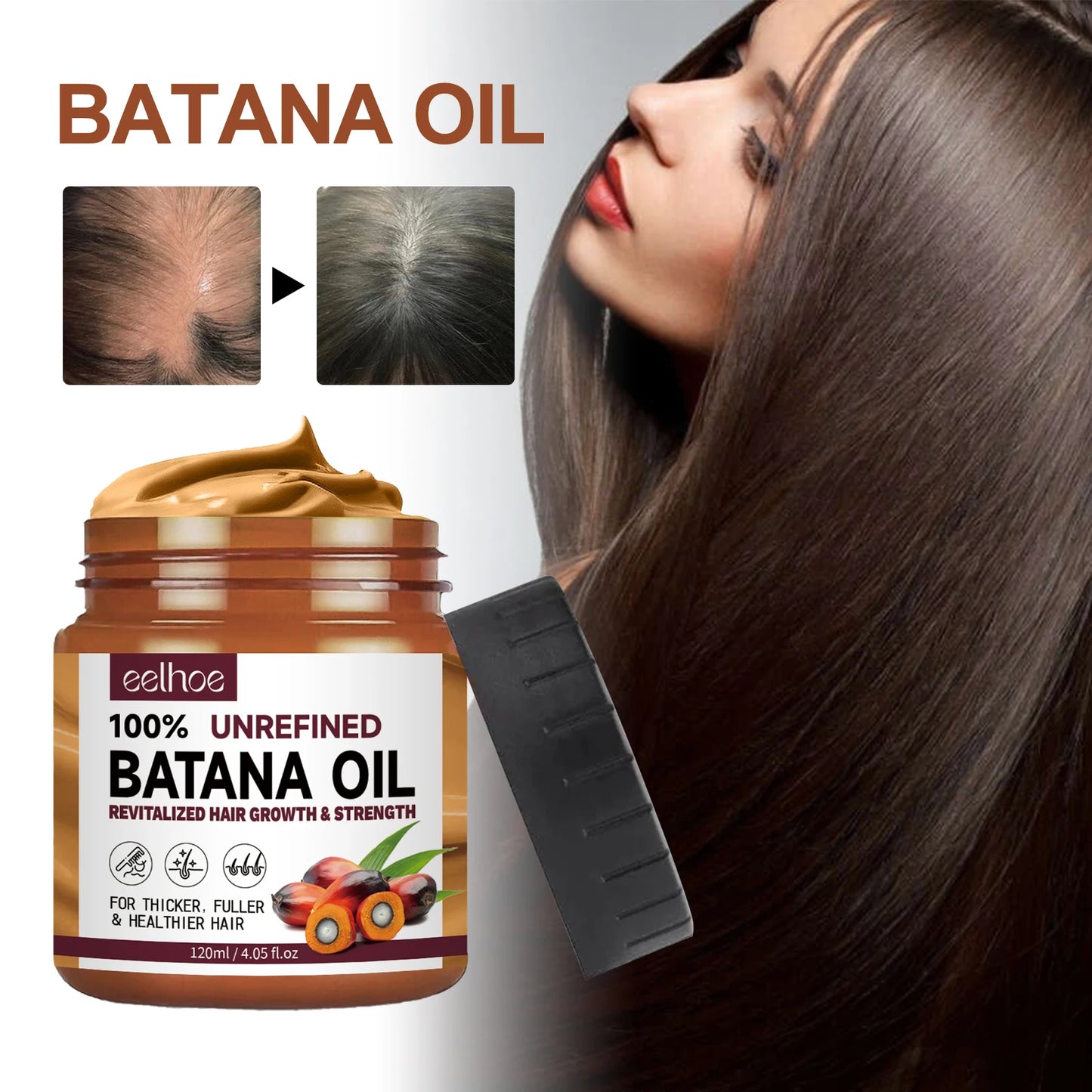 100% Natural Unrefined and Organic Batana Oil for Hair Growth & Strength, Prevents Hair Loss Eliminates Split Ends for Men Women