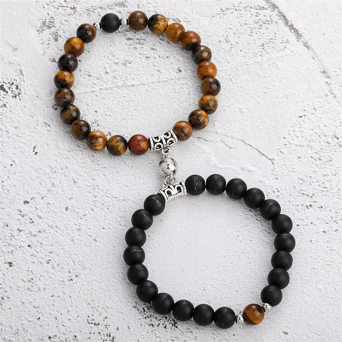 2pcs/set Natural Stone Beads Bracelet for Women Men Lovers Magnet Attraction Couple Distance Bracelets Best Friends Jewelry Gift