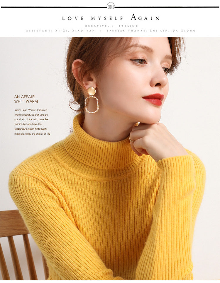 Women Turtleneck Sweater Knitted Soft Pullovers Cashmere Jumpers Basic Soft Sweaters For Women 2024 Autumn Winter