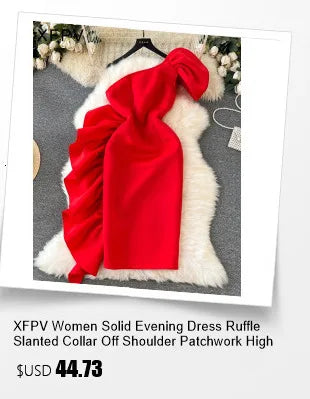 XFPV Female Dress Square Collar Solid Puff Sleeve Backless Bow High Waist Elegant Fashion Vestidos Spring Autumn2024 SM9457