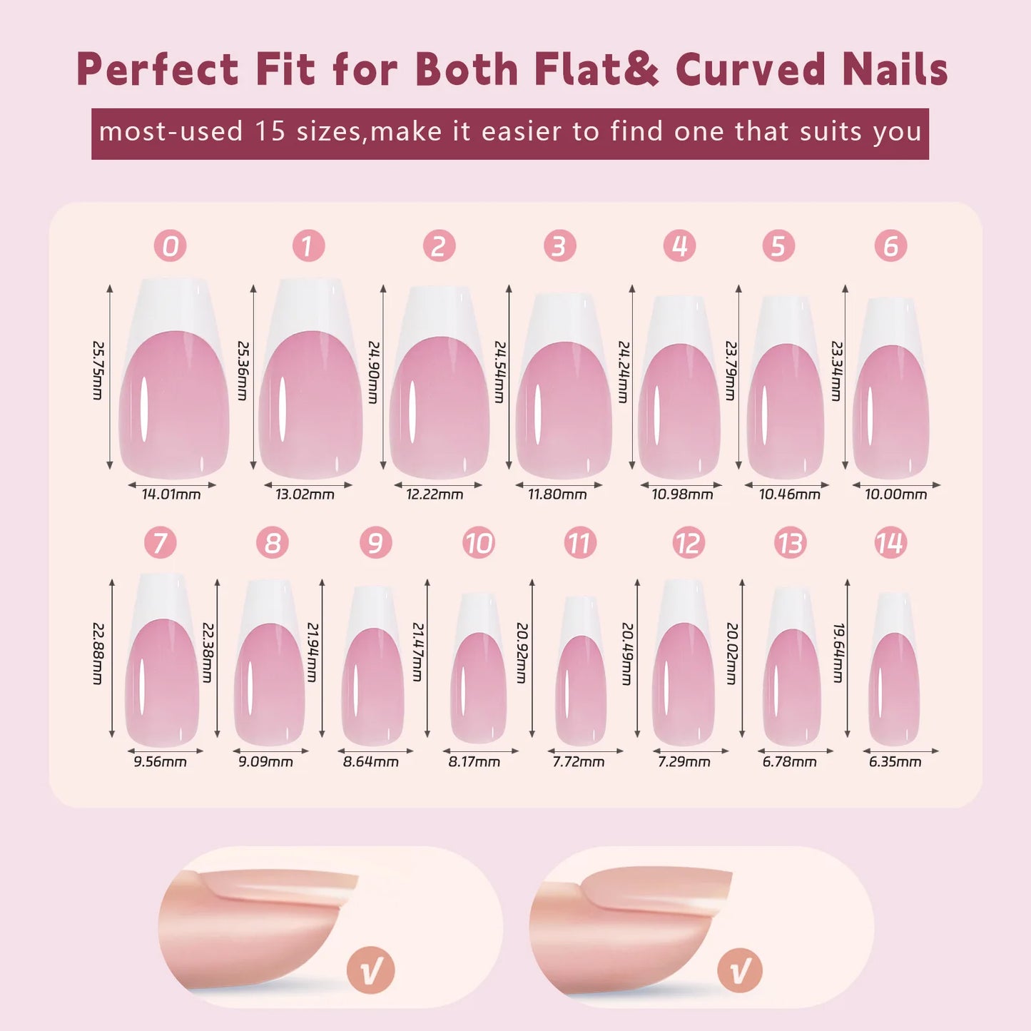 150pcs/box French Pink Short Detachable Finished Fingernails Ballet Wearable False Nails Press On Nails Tips Full Cover DIY