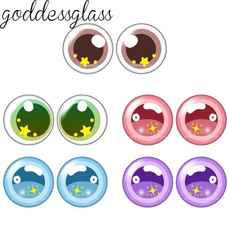 5pairs Cartoon Glass Doll eye Cute Pupils Stars 12mm/18mm/20mm/25mm Round cabochon flat back Making findings Jewelry