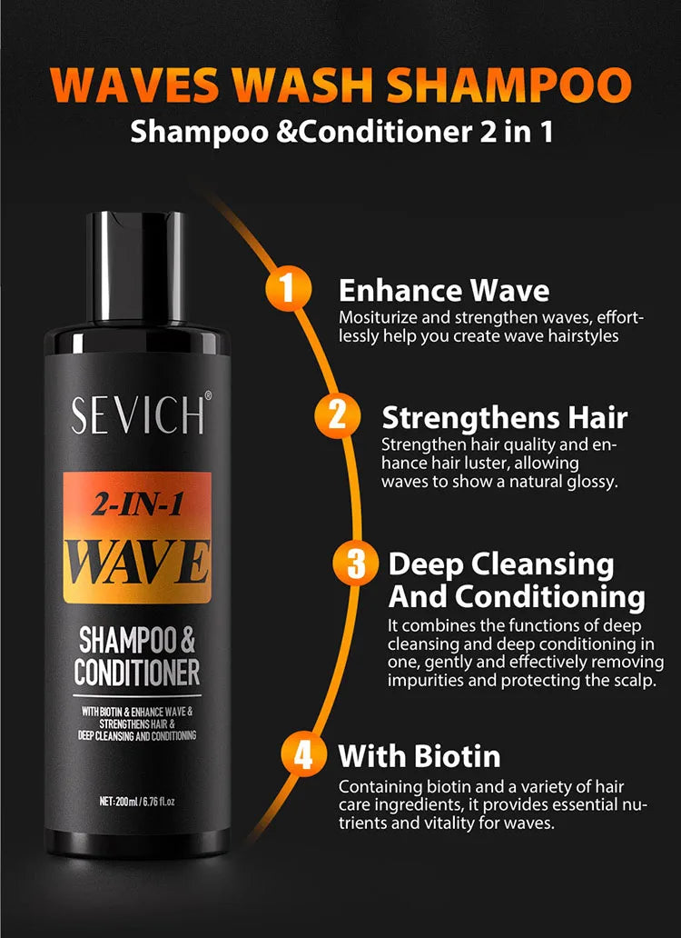 360 Wave Hair Wax Shampoo Kit Edge Control Gel Pomade Curly Hair Cream for African Men Grease Layered Style With Brush Tool Viralgem Store